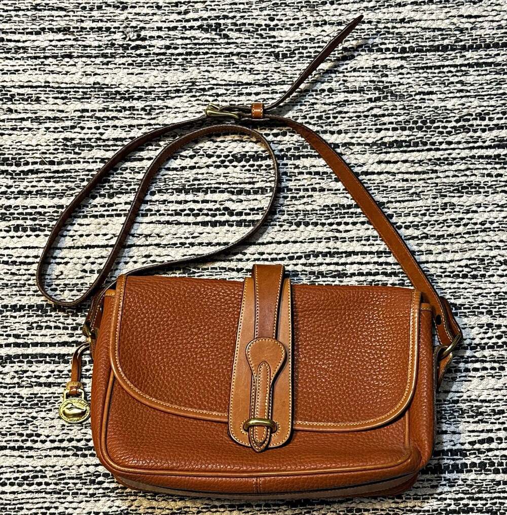 Vintage Dooney & Bourke All-Weather Leather (AWL) Equestrian / Cavalry Flap Bag
